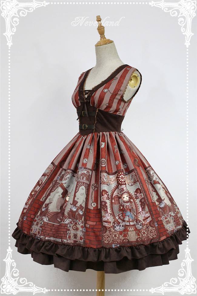 Neverland Lolita -Steampunk Cat- Lolita V-neck Corset JSK -Pre-order