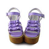 Purple Wood Color Sole High Platform Shoes