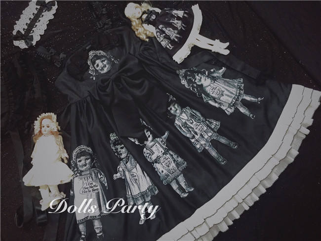Antique Paper Doll~ Black Lolita JSK Dress -Ready Made