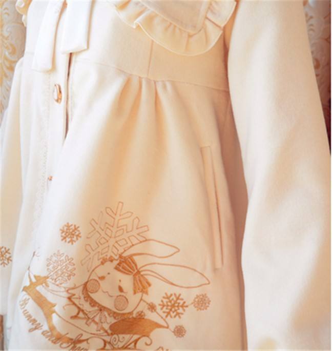 Sweet Thickening Thermal Loose Lolita Coat with Detachable Fur Collar
