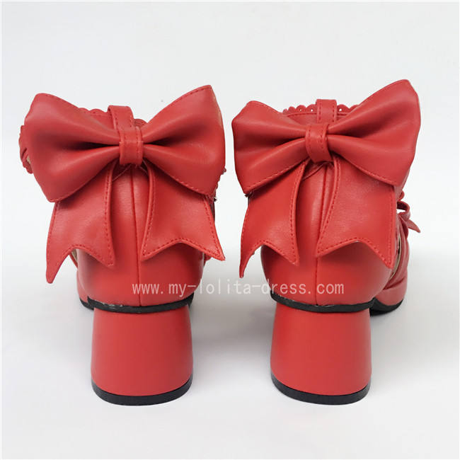 Sweet Red Bows Lolita Heels Shoes