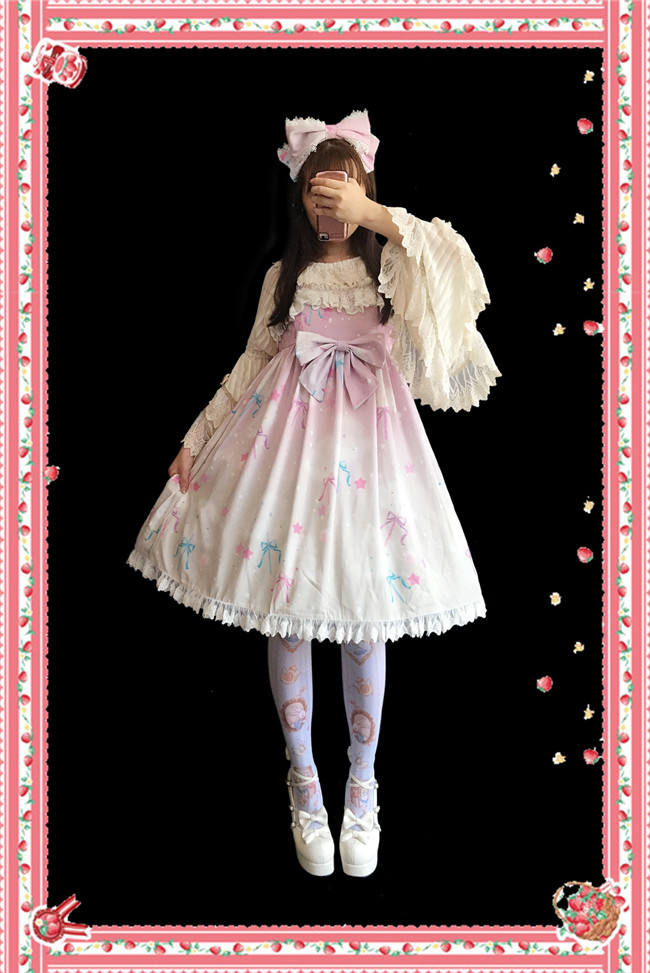 Rainbow Marshmallow~ Sweet Lolita Printed JSK Navy Blue Size S - In Stock