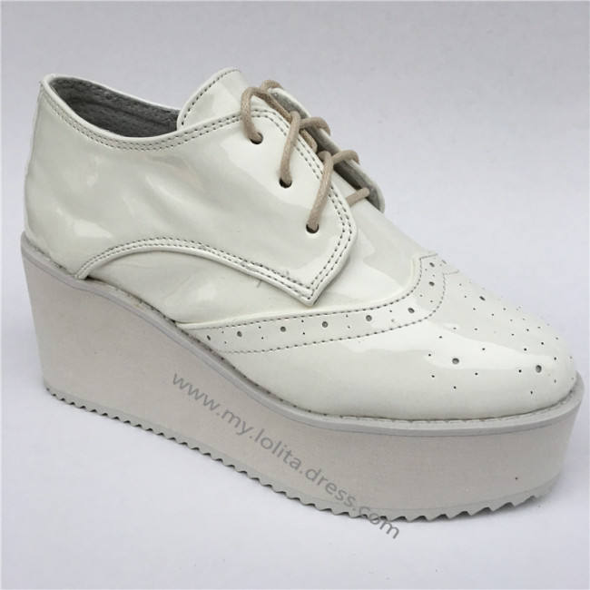 Sweet Glossy White Lolita High Platform Shoes