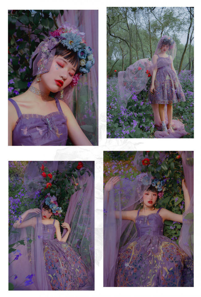 UnicornTears ~ Flowers And Birds Roll Lolita JSK -Ready Made