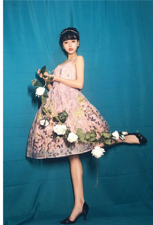 UnicornTears ~ Flowers And Birds Roll Lolita JSK -Ready Made