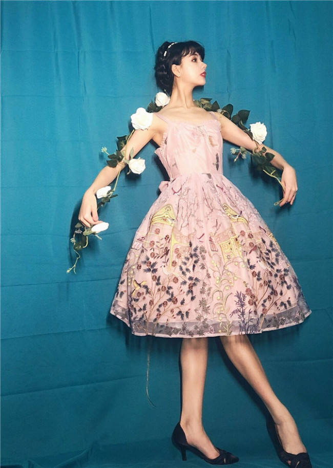 UnicornTears ~ Flowers And Birds Roll Lolita JSK -Ready Made