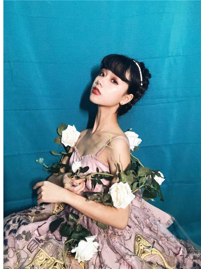 UnicornTears ~ Flowers And Birds Roll Lolita JSK -Ready Made