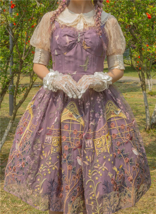 UnicornTears ~ Flowers And Birds Roll Lolita JSK -Ready Made