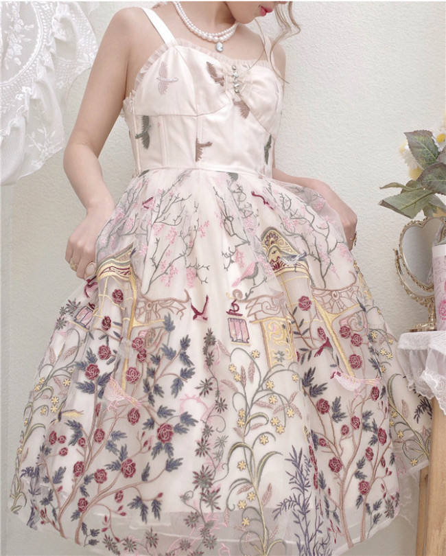UnicornTears ~ Flowers And Birds Roll Lolita JSK -Ready Made