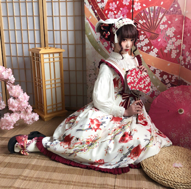 Small Fish Balls~ Sweet Lolita Fly Sleeves JSK - Ready Made