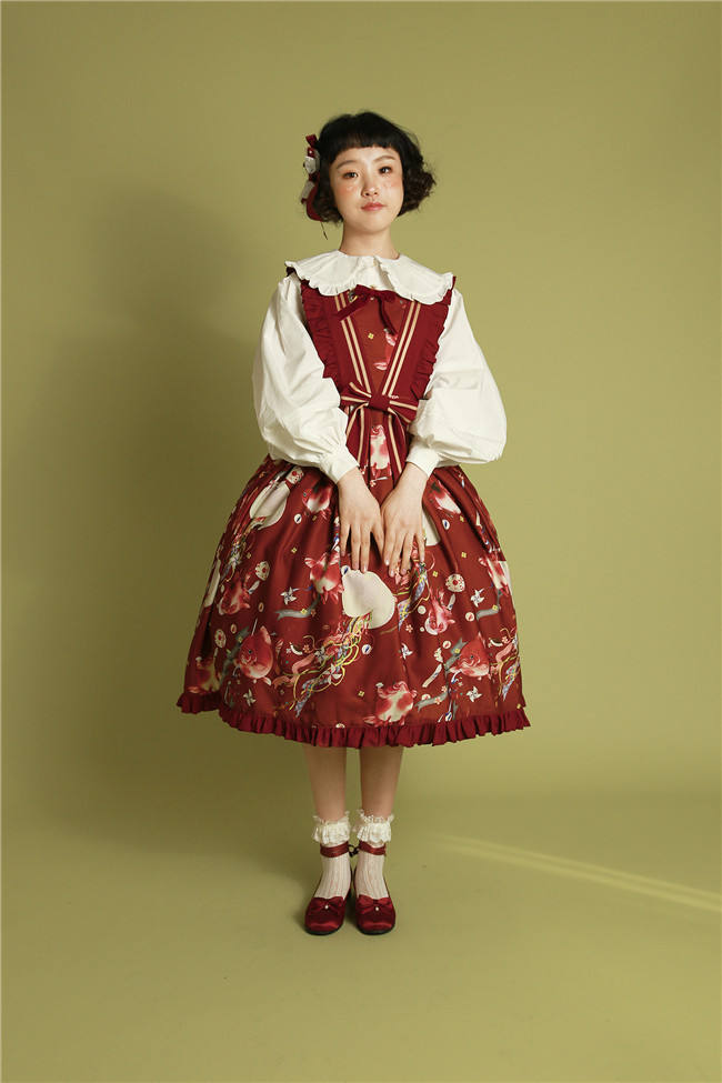 Small Fish Balls~ Sweet Lolita Fly Sleeves JSK - Ready Made