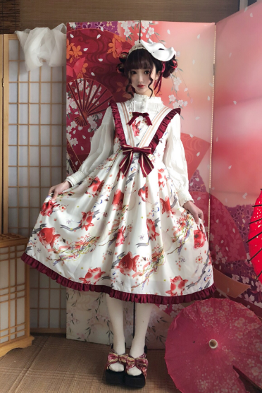 Small Fish Balls~ Sweet Lolita Fly Sleeves JSK - Ready Made