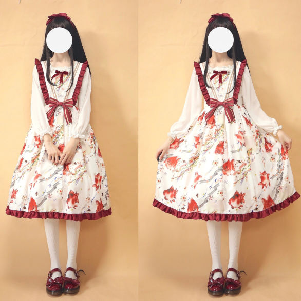 Small Fish Balls~ Sweet Lolita Fly Sleeves JSK - Ready Made