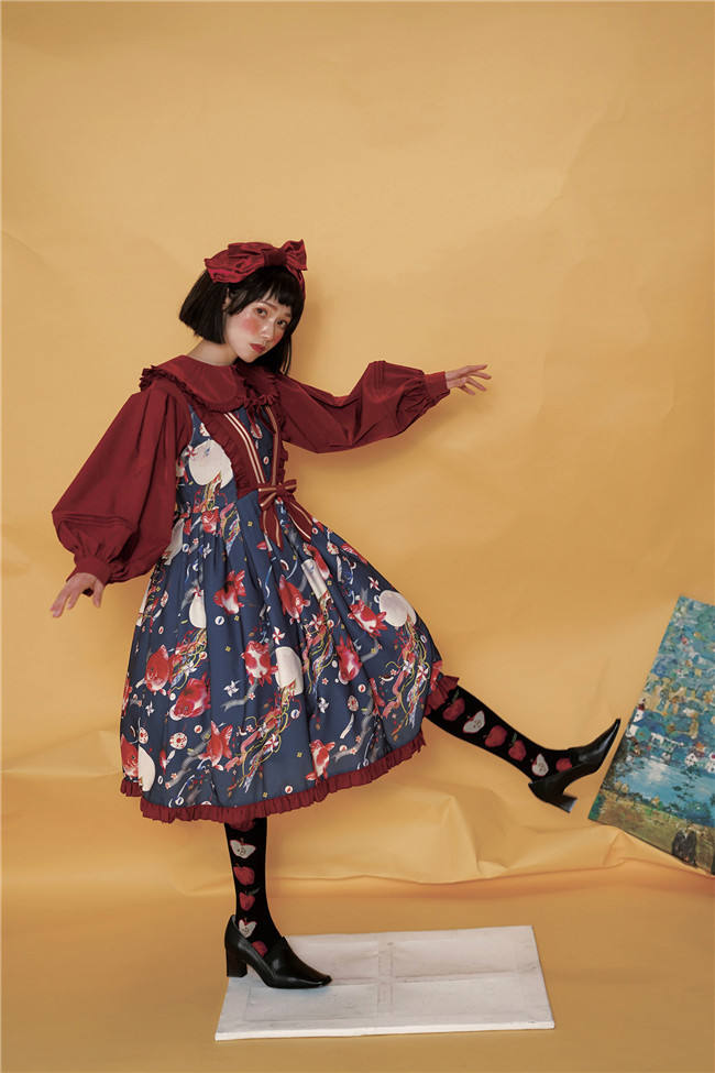 Small Fish Balls~ Sweet Lolita Fly Sleeves JSK - Ready Made