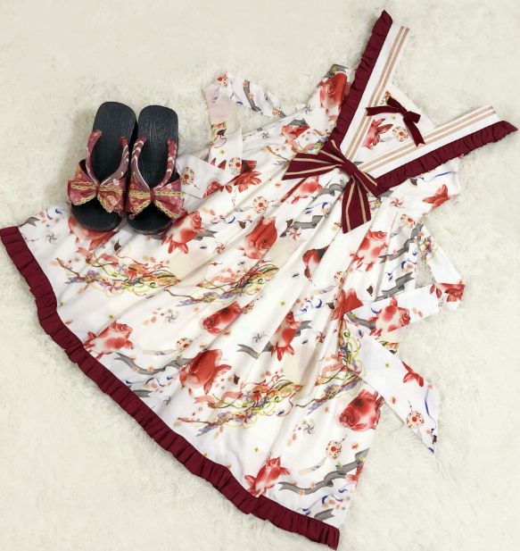 Small Fish Balls~ Sweet Lolita Fly Sleeves JSK - Ready Made