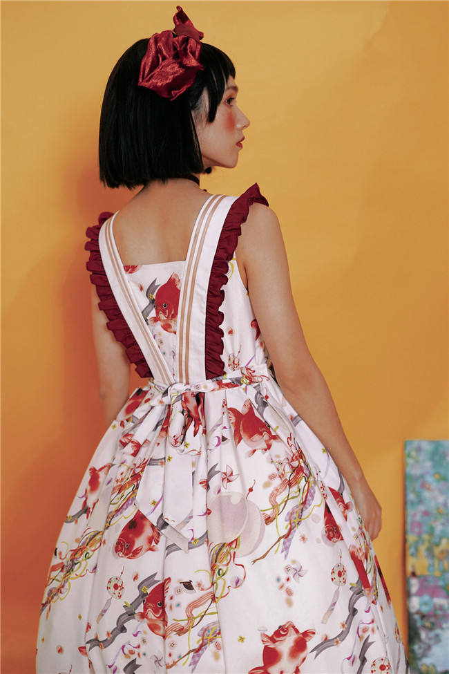 Small Fish Balls~ Sweet Lolita Fly Sleeves JSK - Ready Made