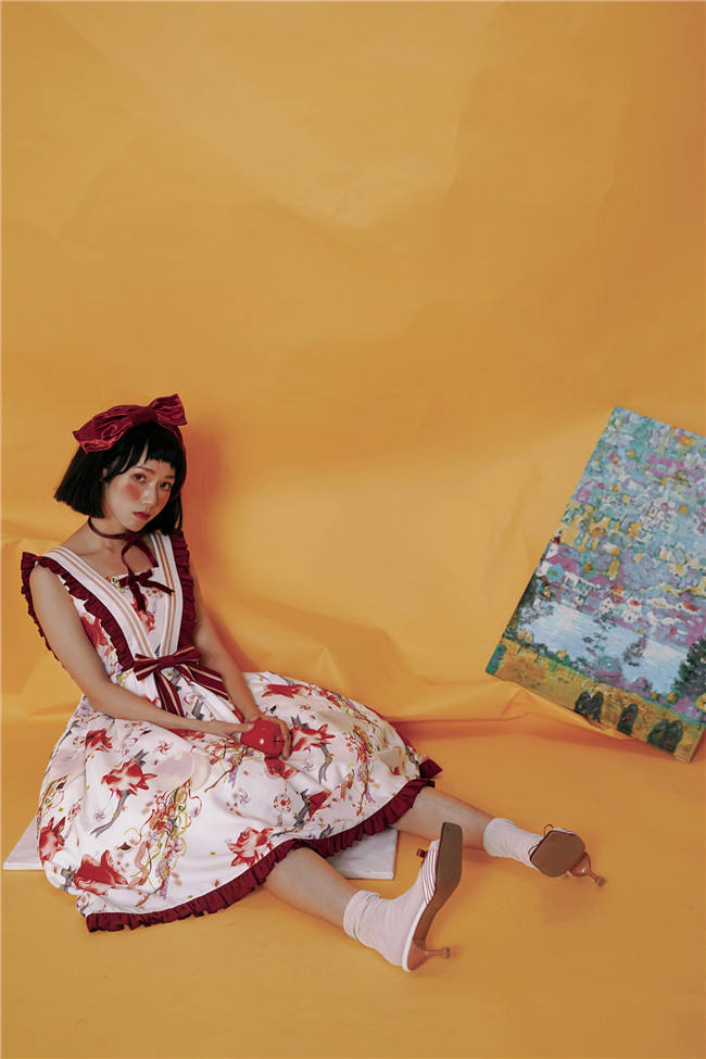 Small Fish Balls~ Sweet Lolita Fly Sleeves JSK - Ready Made