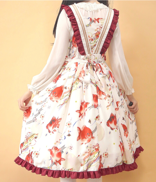 Small Fish Balls~ Sweet Lolita Fly Sleeves JSK - Ready Made