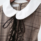 Sweet Petan Pan Collar Fake Two-pieces Vintage Dress
