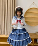 Little Dipper ~Rainbow Navy Sailor Collar Lolita Top + Skirt set