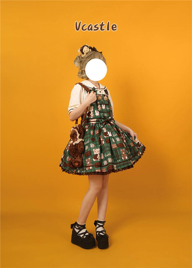 Vcastle ~Chocolate Bear ~Sailor Style Sweet Lolita Salopette Ready Made