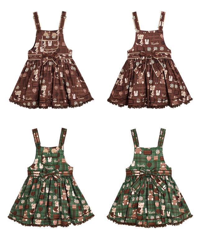 Vcastle ~Chocolate Bear ~Sailor Style Sweet Lolita Salopette Ready Made