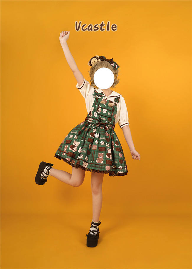 Vcastle ~Chocolate Bear ~Sailor Style Sweet Lolita Salopette Ready Made