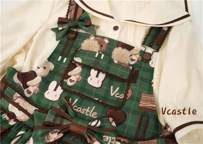 Vcastle ~Chocolate Bear ~Sailor Style Sweet Lolita Salopette Ready Made