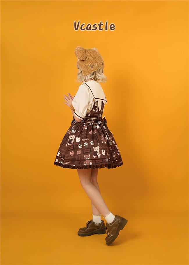 Vcastle ~Chocolate Bear ~Sailor Style Sweet Lolita Salopette Ready Made