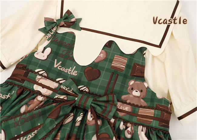 Vcastle ~Chocolate Bear ~Sailor Style Sweet Lolita Salopette Ready Made