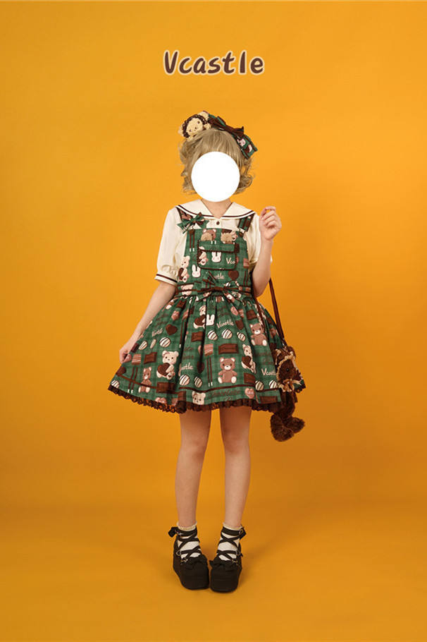 Vcastle ~Chocolate Bear ~Sailor Style Sweet Lolita Salopette Ready Made
