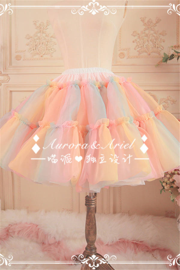 AA lolita fashion -Rainbow Organza Lolita Petticoat -Custom Tailor