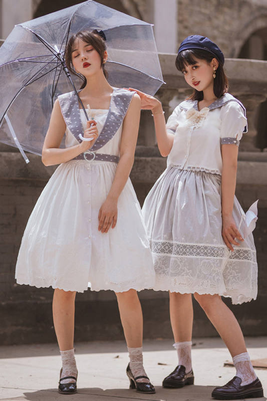 Miss Point ~Little Sea Snail Sweet Sailor Lolita Blouse + Skirt Set