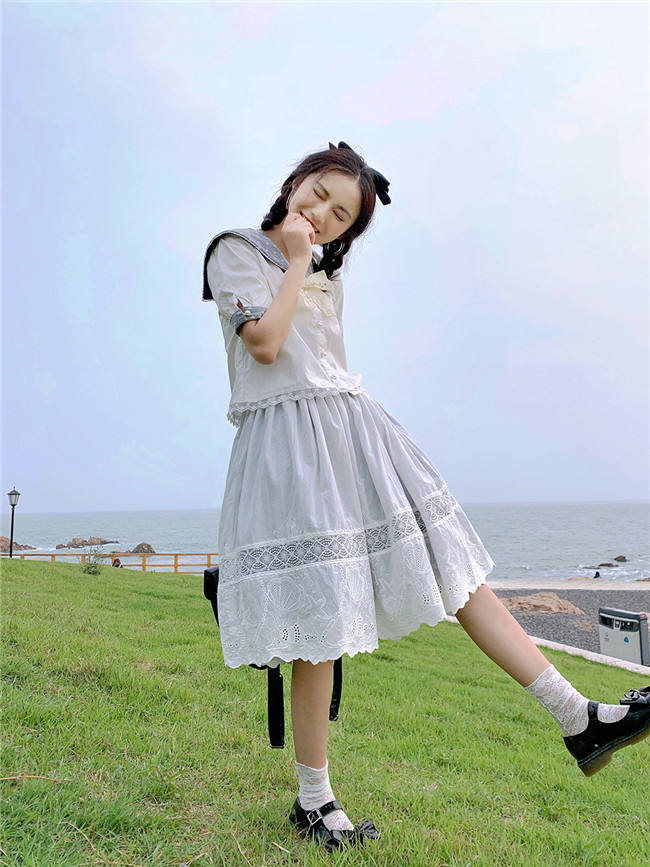 Miss Point ~Little Sea Snail Sweet Sailor Lolita Blouse + Skirt Set
