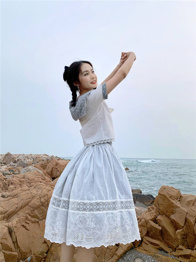 Miss Point ~Little Sea Snail Sweet Sailor Lolita Blouse + Skirt Set