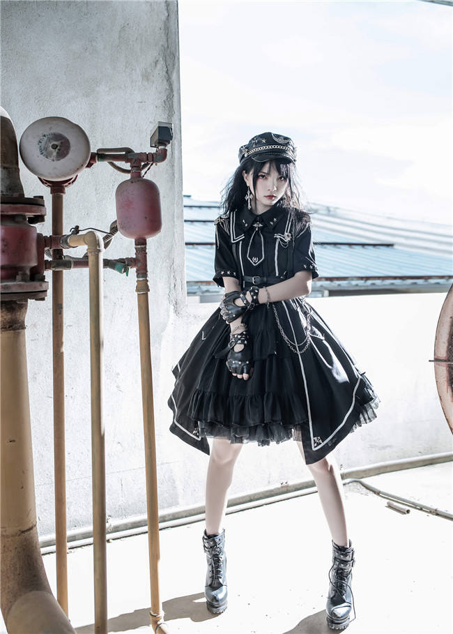 Military Officer Short Sleeves Lolita OP - In Stock