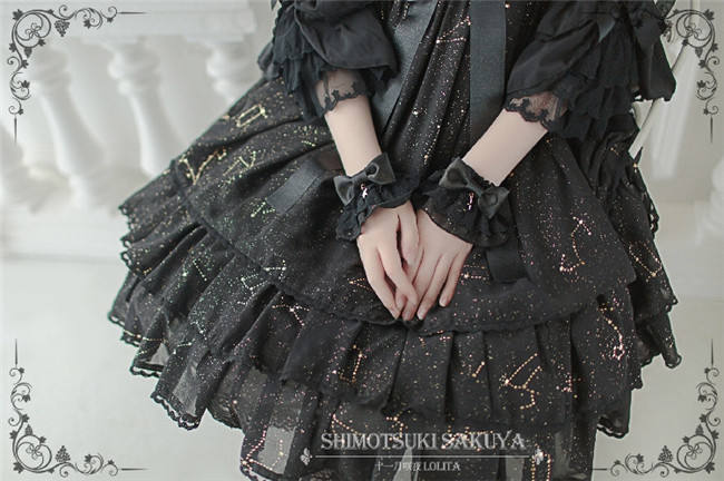 The Whisper of Stars~ Gold Stamping Constellation Lolita Slight High Waist Lolita JSK -Ready Made
