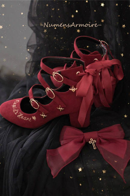 ElfArmorie Cupid's Heart - Sweet Velvet Lolita Heel Shoes