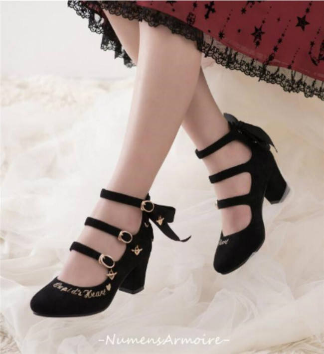 ElfArmorie Cupid's Heart - Sweet Velvet Lolita Heel Shoes