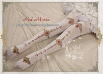 Red Maria Velvet Cross Printed Lolita Tights 80D