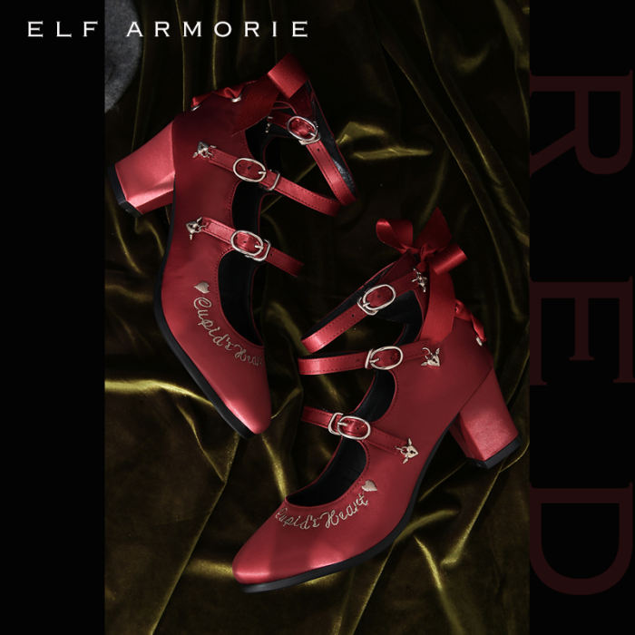 ElfArmorie Cupid's Heart - Sweet Satin Lolita Heel Shoes