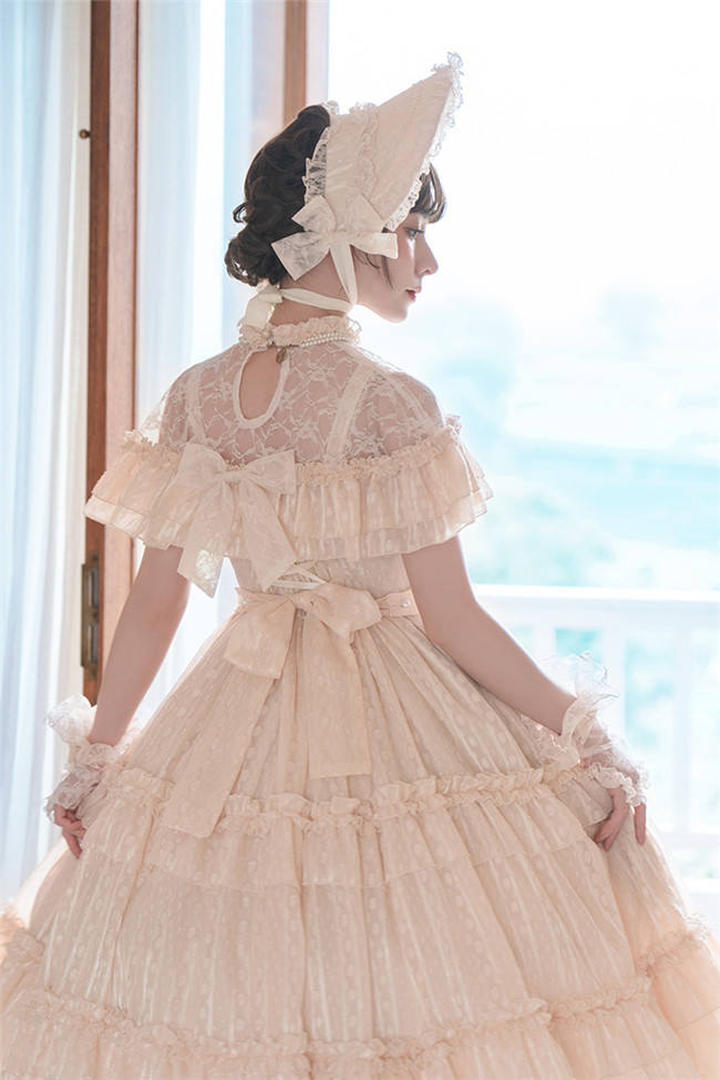 Rosebush~ Vintage Lolita OP Dress + Cape Set -Ready Made