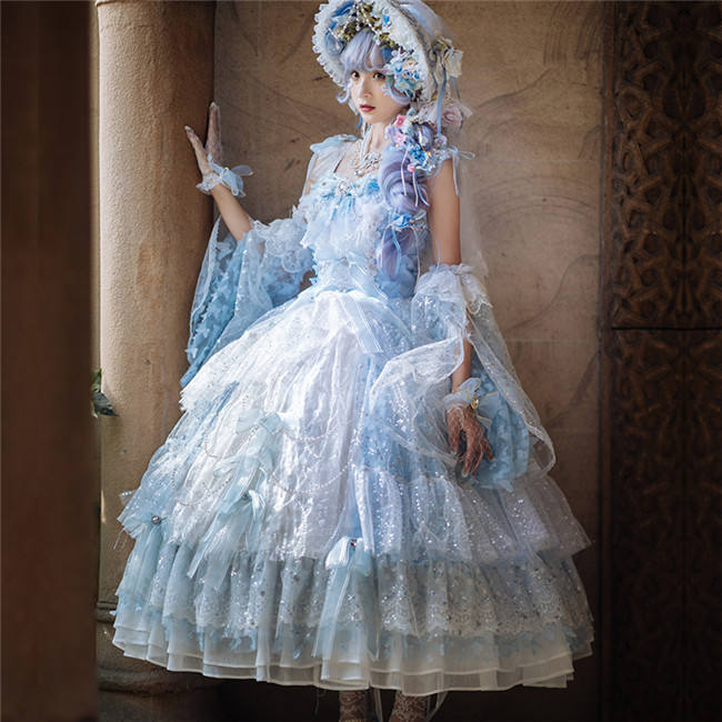 Sakura Maiden Luxury Lolita JSK - Blue L