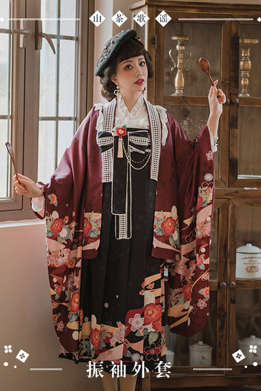 NyaNya Lolita Boutique ~Camellia Ballad Furisode Sleeves Haori Coat -Ready Made