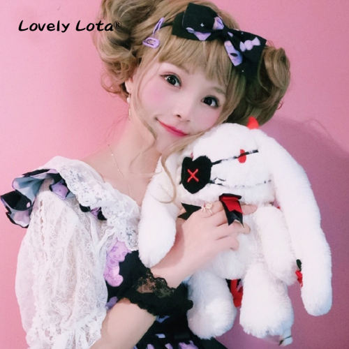 Gothic Bunny Plush Cute Lolita Bunny Plush in 2 Colors