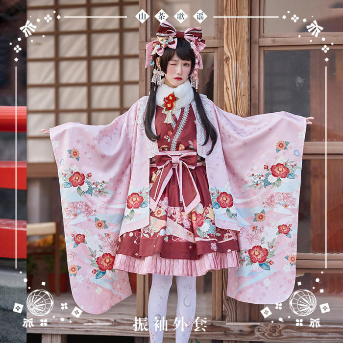 NyaNya Lolita Boutique ~Camellia Ballad Furisode Sleeves Haori Coat -Ready Made