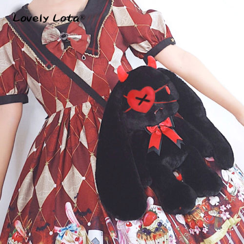 Lolita Gothic Bunny Plush Bag  Bunny Plush Backpack Goth - Anime