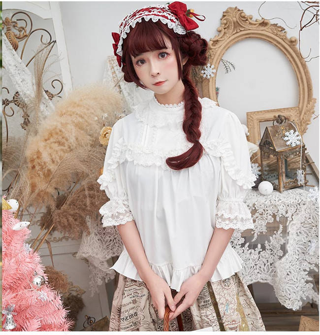 Blooming Flowers Chiffon Lace Lolita Blouse