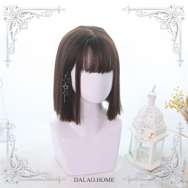 Dalao Home ~Xing Zi  Lolita Short Wigs Black Wigs++a hair net - In Stock