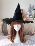 Witch Reserve~ Lolita Hat For Halloween Black + Black Riboon - In Stock